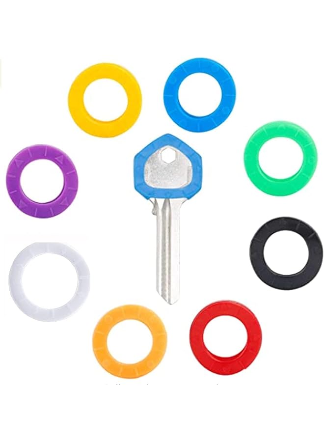 erorex Small Key Covers Tags Bright Colored Key Caps Silicone Key Covers 0.8 Cm Dia Key Identifiers 24 Pieces In 8 Colors - Image 1