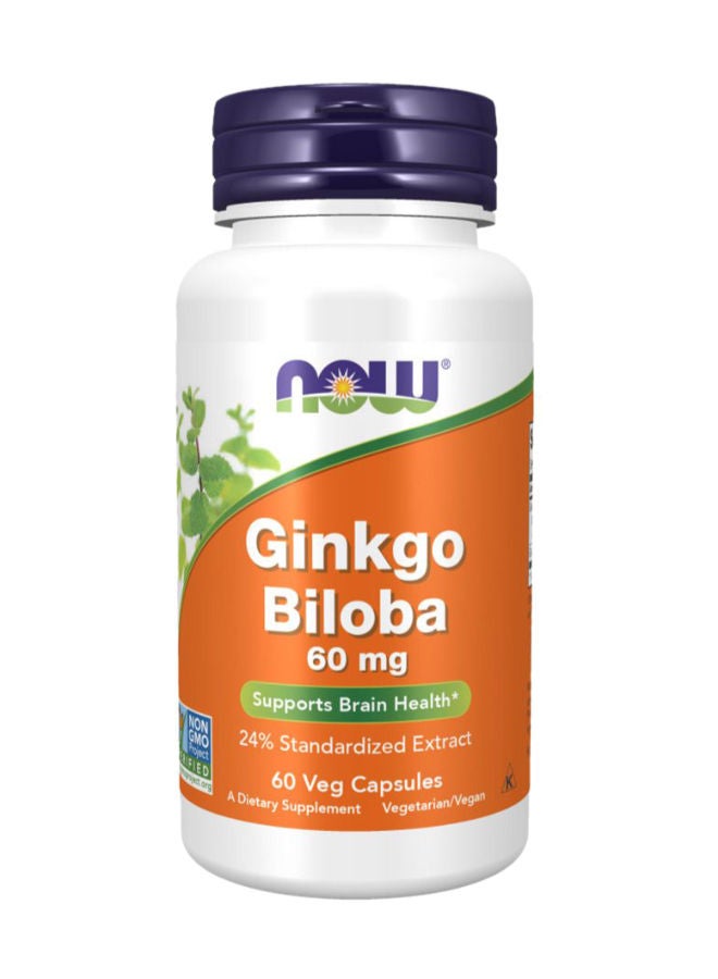 now Ginkgo Biloba 60 mg Vegetarian Capsules 60's