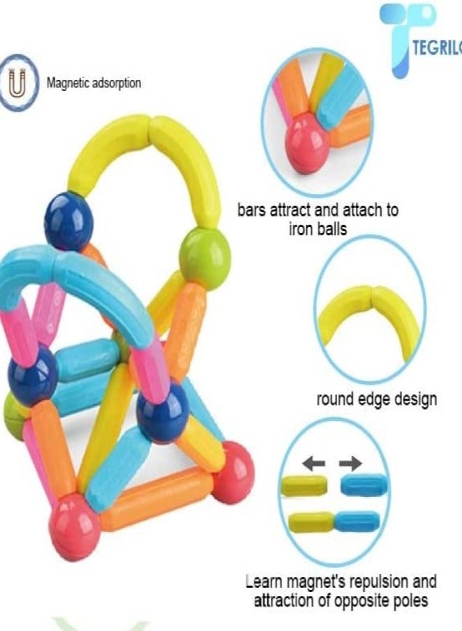 36 PCS Magnetic Building Blocks Toy, Stacking Stick Rods and Ball Educational Construction Puzzle for Kids - Image 3