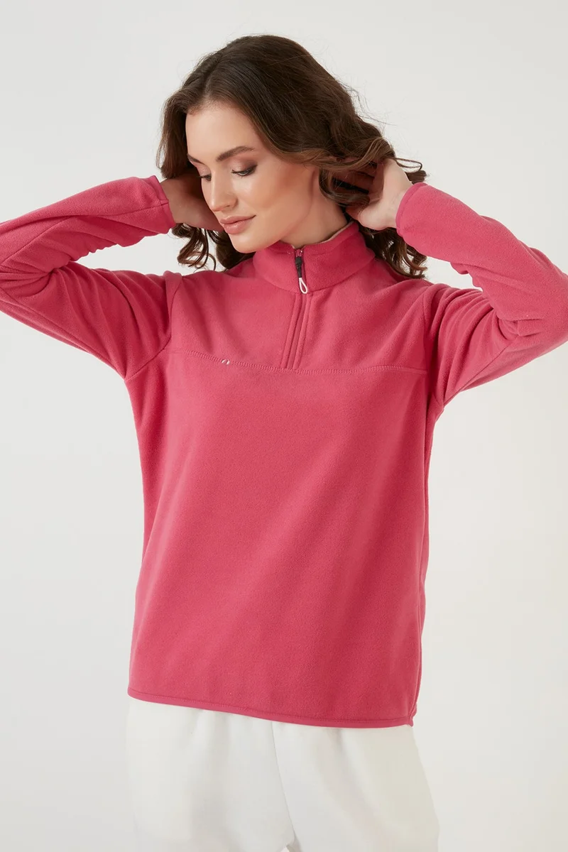 Lela Slim Fit Soft Textured Anti-Pilling Non-Pilling Half Zipper Polar Women's POLAR 5907000
