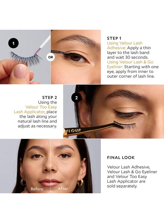 Velour Lashes رموش فلوفور effortless طبيعية المظهر رموش صناعية خفيفة الوزن بدون تقليم قابلة لإعادة الاستخدام تناسب جميع أشكال العيون خالية من المنتجات الحيوانية ولها لاصق رموش غير مدرج (قصير وحلو) - Image 5