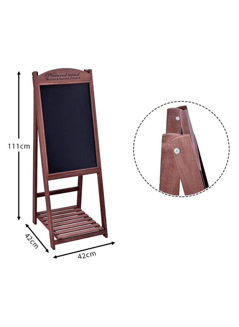 LINGWEI - Wooden Hand Writing Black Board Drawing Board with Flower Pot Holder Free Standing Display Stand Chalk Board Ideal For Restaurants Menu Wedding Party - Image 1