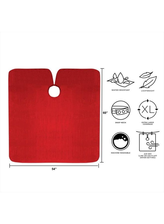 Cricket Forte Haircutting Cape Professional Salon Barbershop Hairdresser Hairstylist Cape for Clients, Adjustable Snap Neck Closure, Red - Image 3
