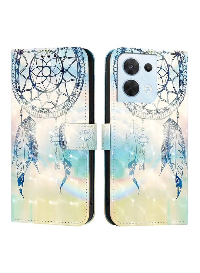 اس-توب جراب لهاتف OPPO Reno8 5G Global 3D Painting أفقي من الجلد القابل للطي - Image 2