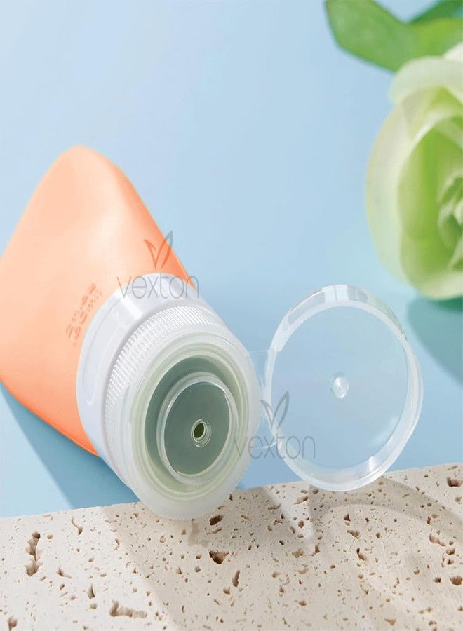 Vexton 1PC 60ml Silicone Squeeze Refillable Reusable Travel Bottle for Toiletries, Cream, Shampoo, Hand Wash, Lotion Storage (Orange) - Image 4