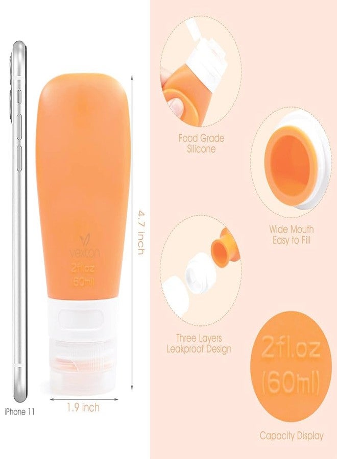 Vexton 1PC 60ml Silicone Squeeze Refillable Reusable Travel Bottle for Toiletries, Cream, Shampoo, Hand Wash, Lotion Storage (Orange) - Image 5
