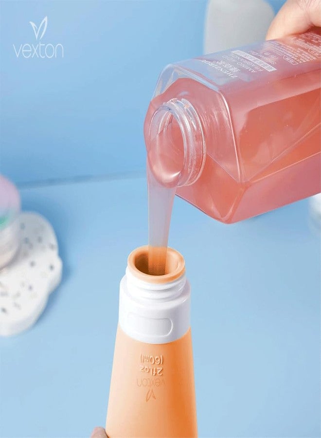 Vexton 1PC 60ml Silicone Squeeze Refillable Reusable Travel Bottle for Toiletries, Cream, Shampoo, Hand Wash, Lotion Storage (Orange) - Image 2