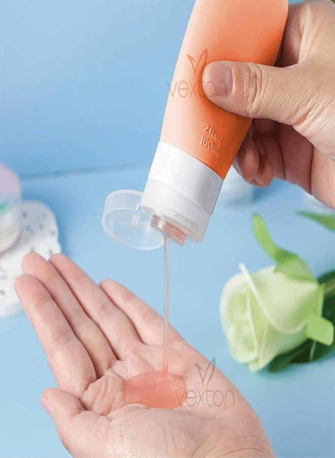 Vexton 1PC 60ml Silicone Squeeze Refillable Reusable Travel Bottle for Toiletries, Cream, Shampoo, Hand Wash, Lotion Storage (Orange) - Image 3