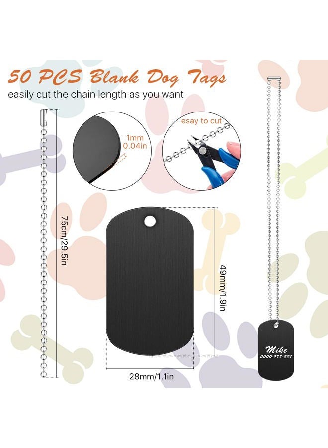 Elesunory 100Pcs Military Dog Tags Set, 50 Pcs Aluminum Blank Dog Tag and 50 Pcs Iron Necklace Chain, Dog Tags Personalized for Pets, Suitable for Laser Engraving - Image 2
