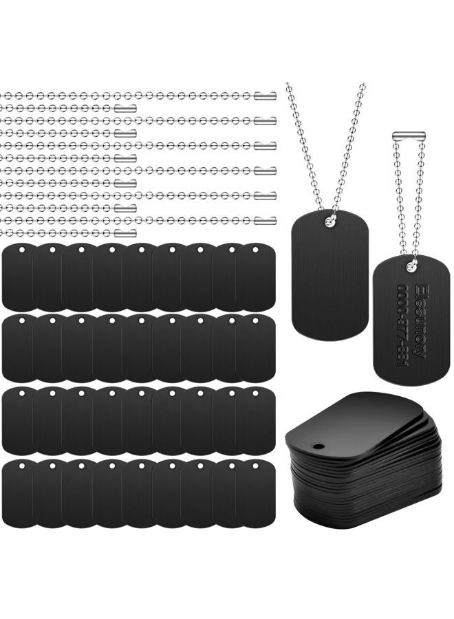 Elesunory 100Pcs Military Dog Tags Set, 50 Pcs Aluminum Blank Dog Tag and 50 Pcs Iron Necklace Chain, Dog Tags Personalized for Pets, Suitable for Laser Engraving - Image 1