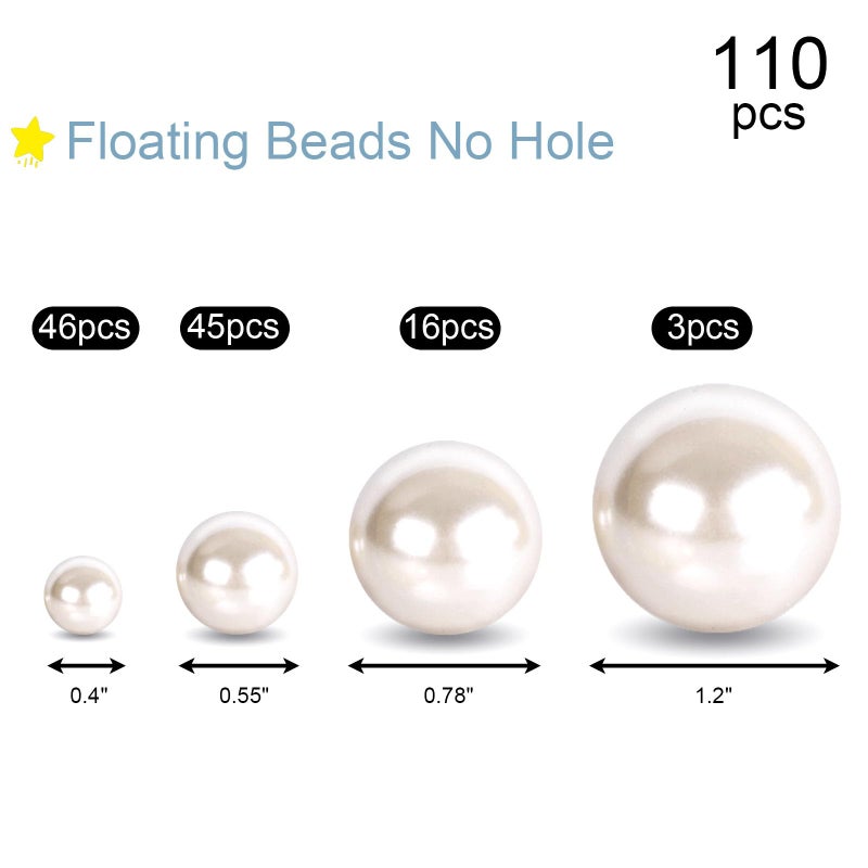 DomeStar No Hole Pearl Beads, 110PCS Ivory White Floating Beads for Centerpieces Vases Wedding Party Decor and DIY Crafts - Image 2