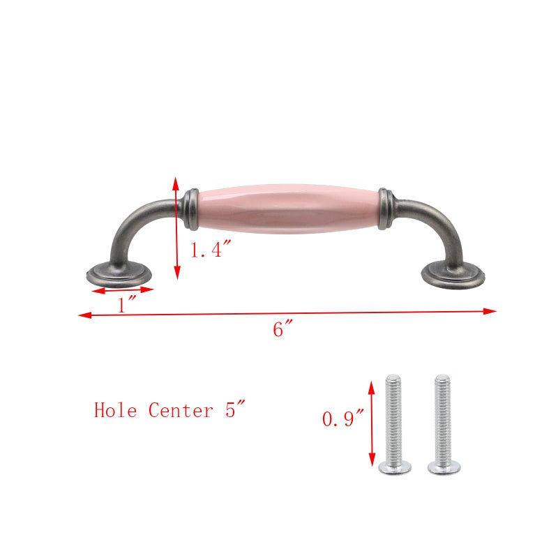 Geesatis 4 Pack Cabinet Pulls, Premiumzinc Alloy And Ceramics Handles For Home Decoration, Kitchen Cabinets, Drawers, Dressers, Cupboards (5"" Hole Centers, Screws Included) - Image 2