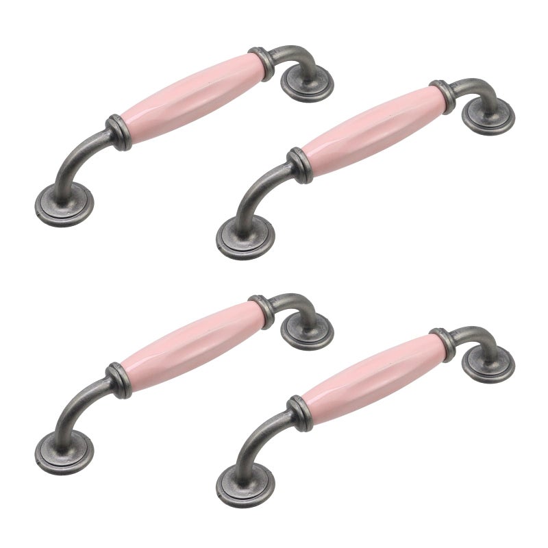 Geesatis 4 Pack Cabinet Pulls, Premiumzinc Alloy And Ceramics Handles For Home Decoration, Kitchen Cabinets, Drawers, Dressers, Cupboards (5"" Hole Centers, Screws Included) - Image 1
