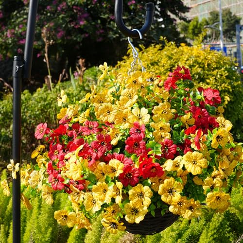 trytuny Artificial Flowers for Outdoor, UV Resistant Fake Silk Flowers, Realistic Faux Plants for Outside Indoor Porch Patio Window Box Planter Home Decor (20, Red) - Image 4