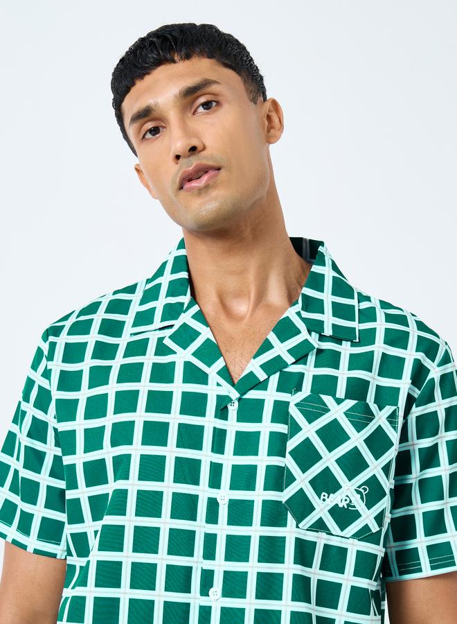 Styli Men Green Checked Shirt and Pyjama Set - Image 3