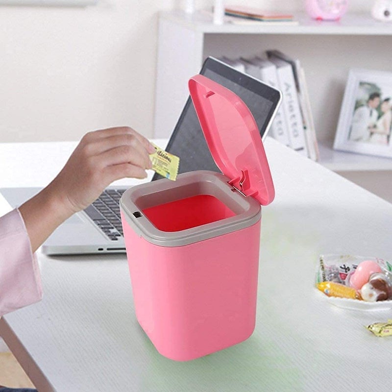 Citaaz Citaaz Trash Can PressType Trash Can Mini Garbage Can with Lid Desktop Garbage Bin Suitable for Home Dressing Table Office IndoorOutdoor use  - Image 2