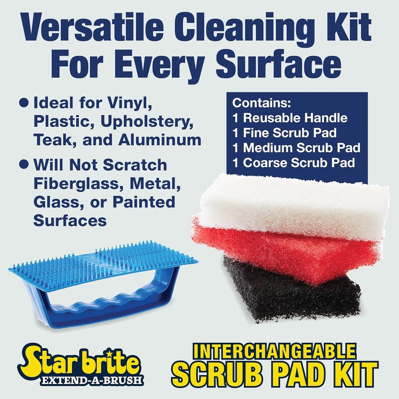 Star Brite طقم وسادات فرك - 3 وسادات تنظيف ذات قوام مختلف ومقبض قابل للتبديل (040023PW) - Image 5