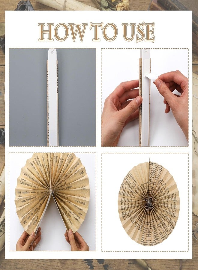 Feifeiya 12 Pcs Vintage Book Hanging Paper Fans 8'' 12'' 16'' Vintage Pages Book Paper Fans Set Round Kraft Newspaper Hanging Ornaments Decorations for Library Club Birthday Wedding Events Party - Image 3