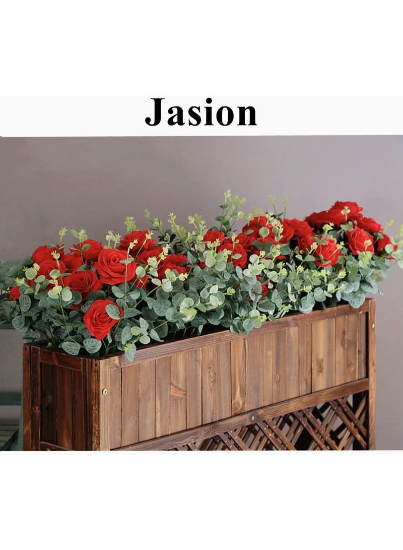 Jasion Artificial Roses Flowers 10 Heads Arrangement Silk Bouquet Glorious Moral for Home Office Parties and Wedding Decoration (Red) - Image 3