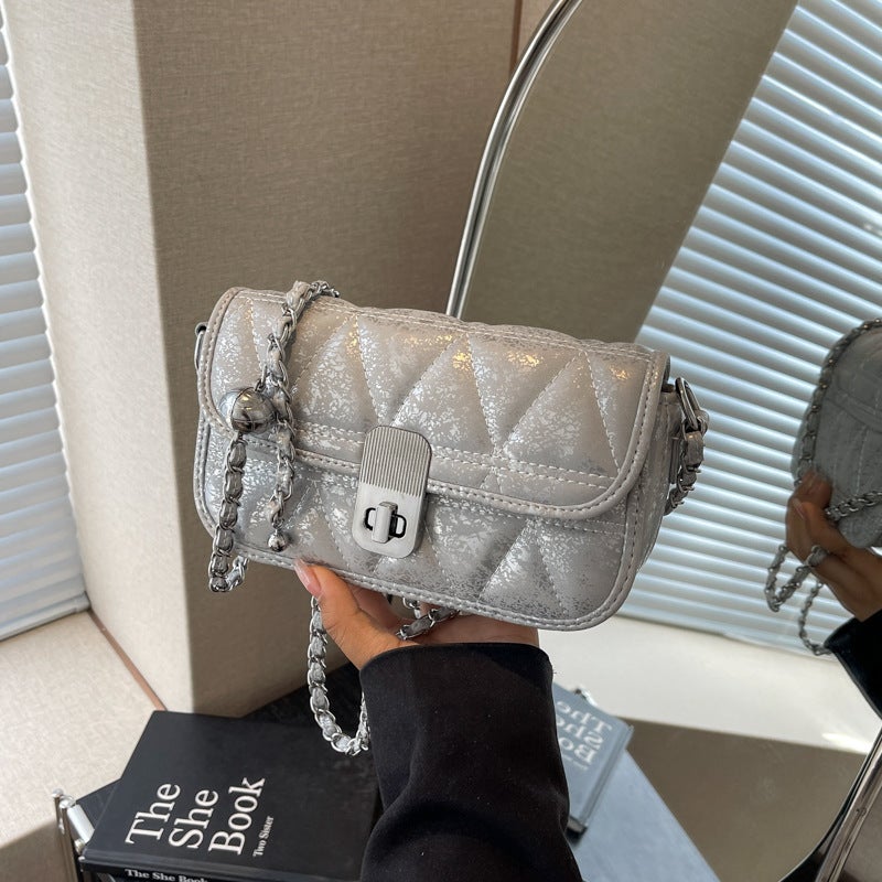 Western Style Simple Underarm Small Square Bag Women'S 2025 Spring New Fashion Trendy Chain Niche Korean Crossbody Bag - Image 3