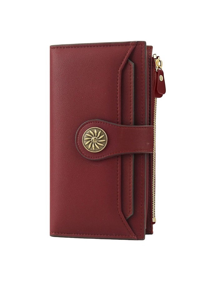Travelambo Wallets Women Rfid Large Capacity Luxury Waxed Leather Clutch Wallet Multi Card Organizer  - Image 1