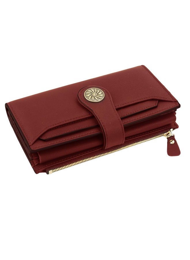 Travelambo Wallets Women Rfid Large Capacity Luxury Waxed Leather Clutch Wallet Multi Card Organizer  - Image 5