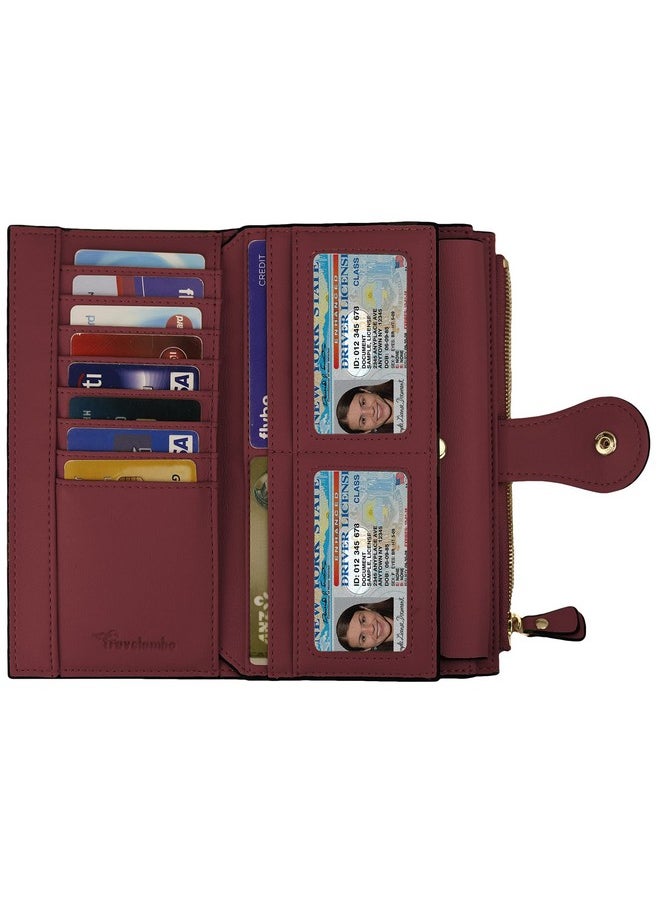 Travelambo Wallets Women Rfid Large Capacity Luxury Waxed Leather Clutch Wallet Multi Card Organizer  - Image 3