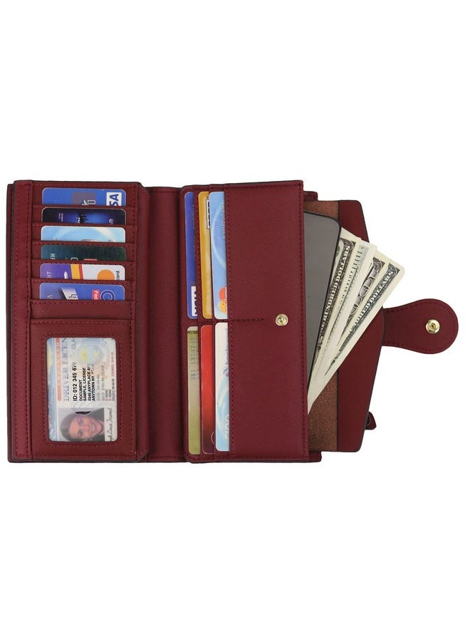 Travelambo Wallets Women Rfid Large Capacity Luxury Waxed Leather Clutch Wallet Multi Card Organizer  - Image 2