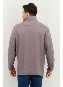 Men High Neck Long Sleeves Heather Sweatshirt Grey