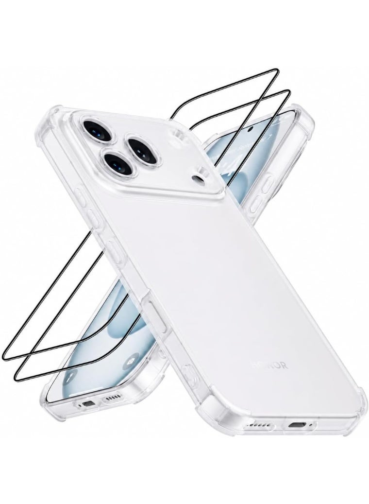 موز حافظة واقية شفافة من مادة TPU لهاتف Honor 600 Pro 5G مع 2 واقي شاشة زجاجي مقوى، غطاء شفاف مقاوم للصدمات - Image 2