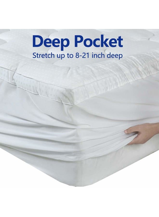 EASELAND Extra Thick King Size Mattress Pad Pillow Top Mattress Cover Quilted Fitted Mattress Protector Cotton Top 8-21" Deep Pocket Mattress Topper (78x80 Inches) - Image 3
