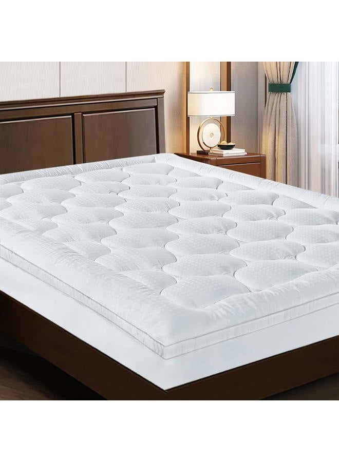 EASELAND Extra Thick King Size Mattress Pad Pillow Top Mattress Cover Quilted Fitted Mattress Protector Cotton Top 8-21" Deep Pocket Mattress Topper (78x80 Inches) - Image 1