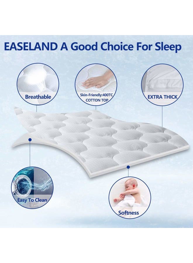 EASELAND Extra Thick King Size Mattress Pad Pillow Top Mattress Cover Quilted Fitted Mattress Protector Cotton Top 8-21" Deep Pocket Mattress Topper (78x80 Inches) - Image 2