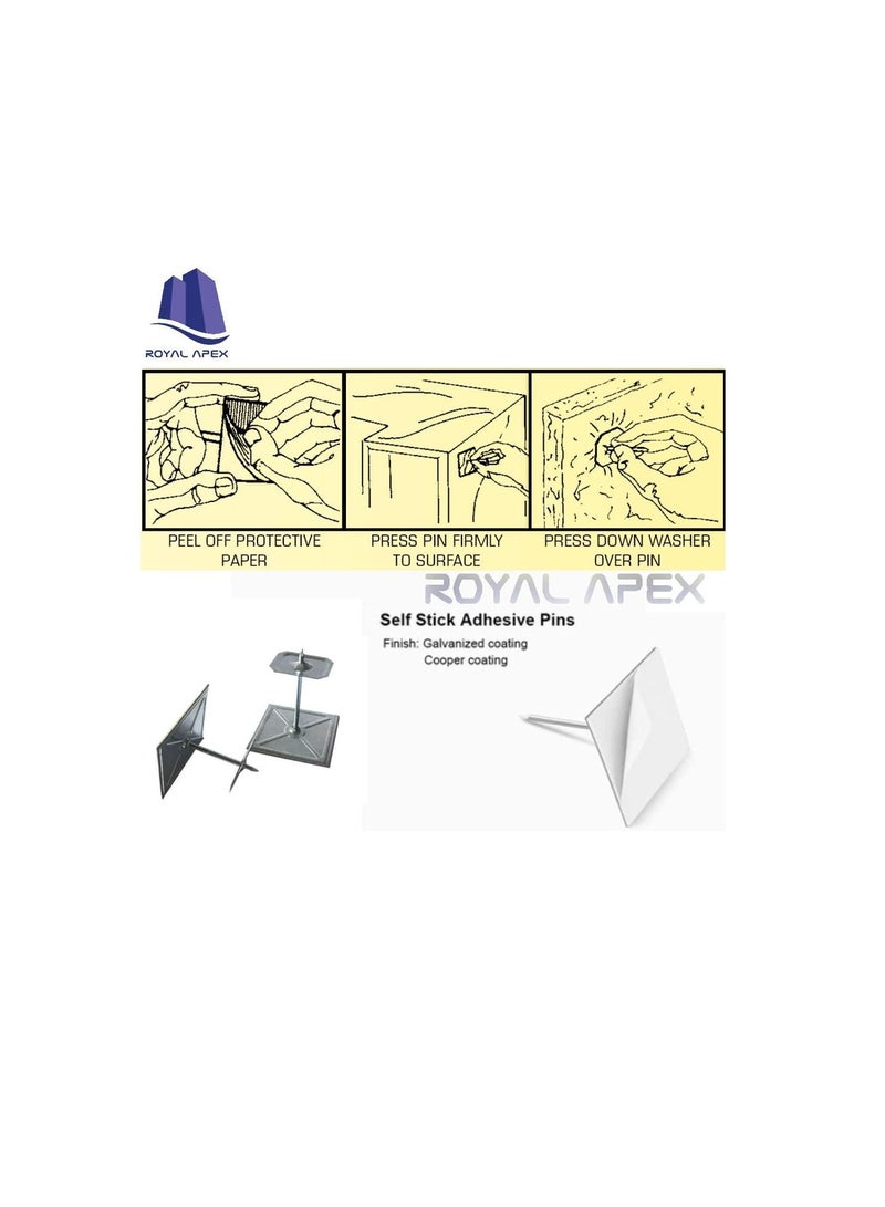 Self-Stuck Up Stick Stuck-up Adhesive Insulation Foam Pin with Lock Washer for Attaching Insulating Materials on Smooth Surfaces 2x2x2 Inch (Pack of 100, 2x2x2.5 Inch) - Image 2