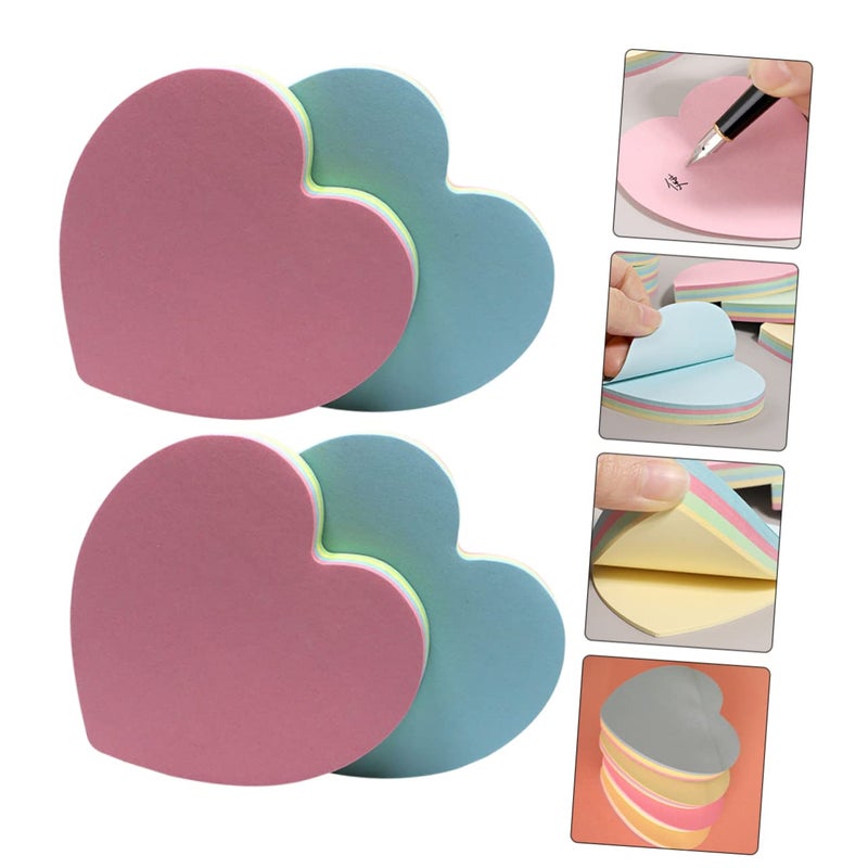 Heart Shaped Sticky Note Pads 4 Pack Self Adhesive Reminders for Office School Bright Colors - Image 5