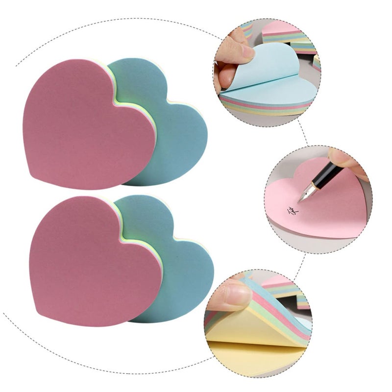 Heart Shaped Sticky Note Pads 4 Pack Self Adhesive Reminders for Office School Bright Colors - Image 4