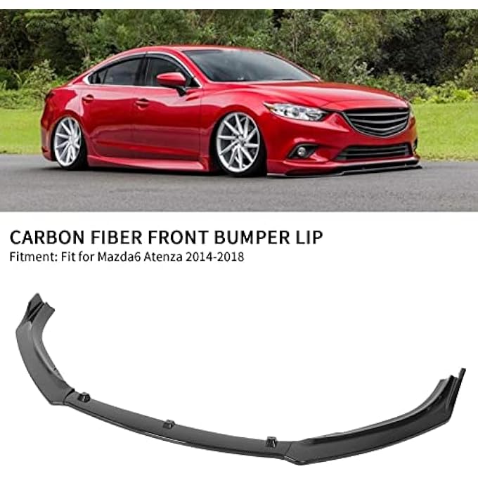 Brilluxa Front Bumper Lip, Chin Splitter Air Deflector, Carbon Fiber Style Spoiler Compatible with Mazda6 Atenza 20142018, Front Body Protector Kit - Image 2