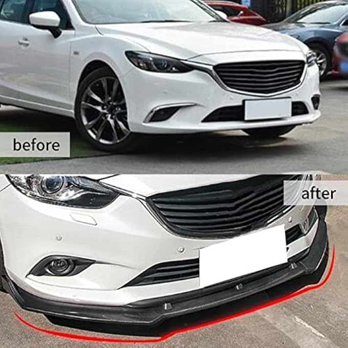 Brilluxa Front Bumper Lip, Chin Splitter Air Deflector, Carbon Fiber Style Spoiler Compatible with Mazda6 Atenza 20142018, Front Body Protector Kit - Image 4
