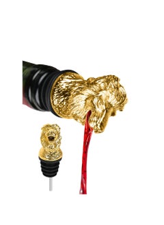 Lion Head Bottle Opener Pourer Spout, Bottle Pourers Drinks Decanter for Birthday and Wedding Creative Gifts (Gold)
