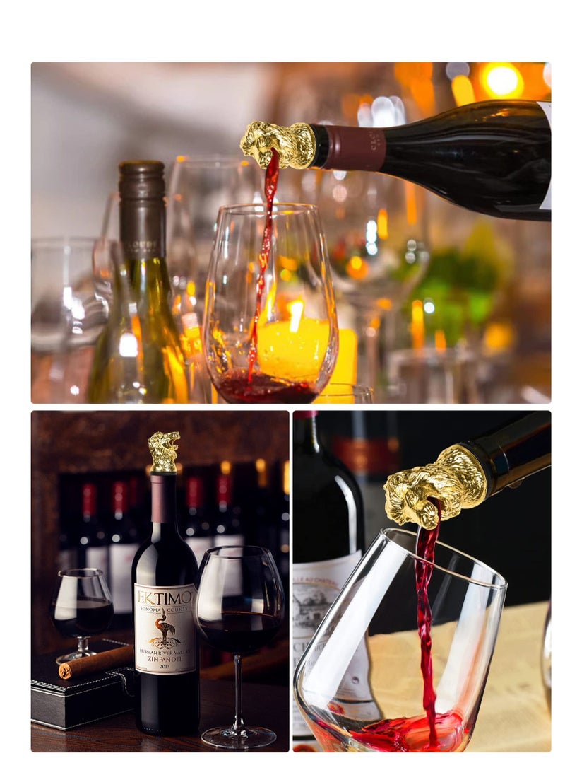 Excefore - Lion Head Bottle Opener Pourer Spout, Bottle Pourers Drinks Decanter for Birthday and Wedding Creative Gifts (Gold) - Image 1