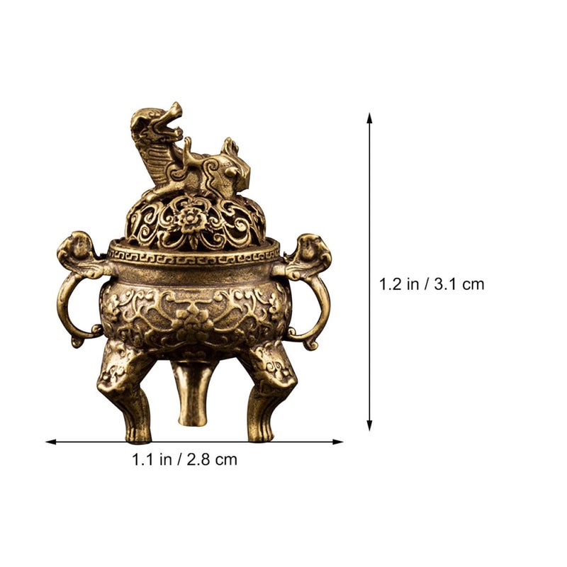 Antique Brass Incense Burner Tripod Censer Desktop Holder for Fragrance and Meditation - Image 3