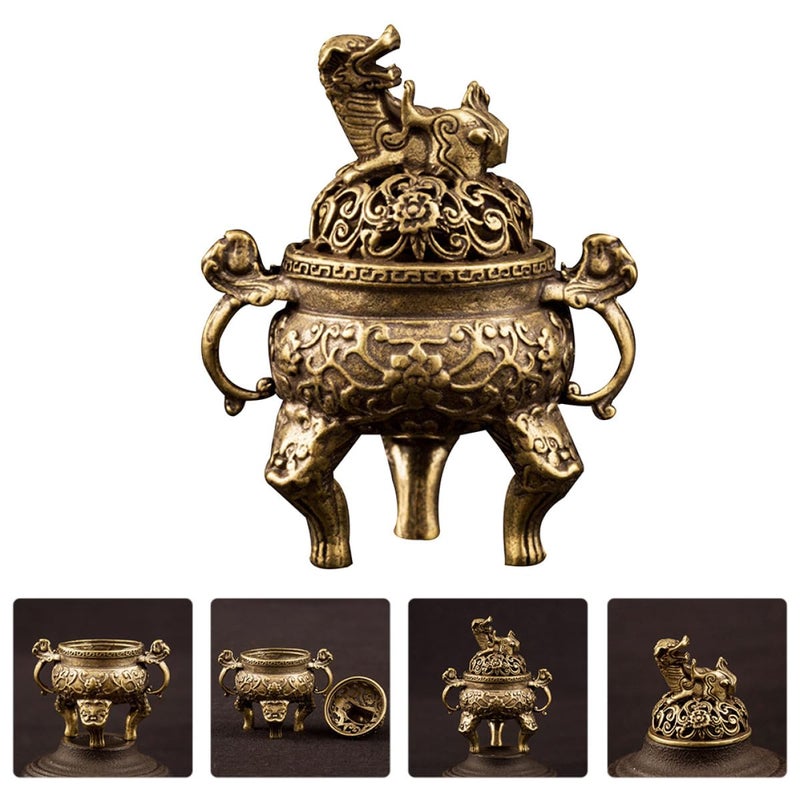 Antique Brass Incense Burner Tripod Censer Desktop Holder for Fragrance and Meditation - Image 5