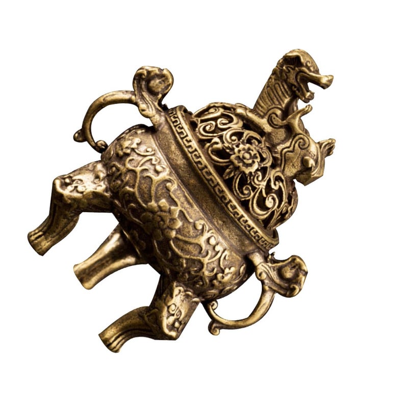 Antique Brass Incense Burner Tripod Censer Desktop Holder for Fragrance and Meditation - Image 2
