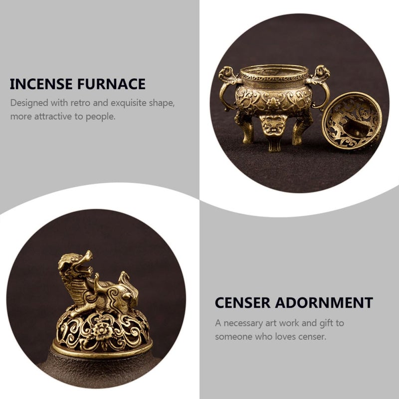 Antique Brass Incense Burner Tripod Censer Desktop Holder for Fragrance and Meditation - Image 4