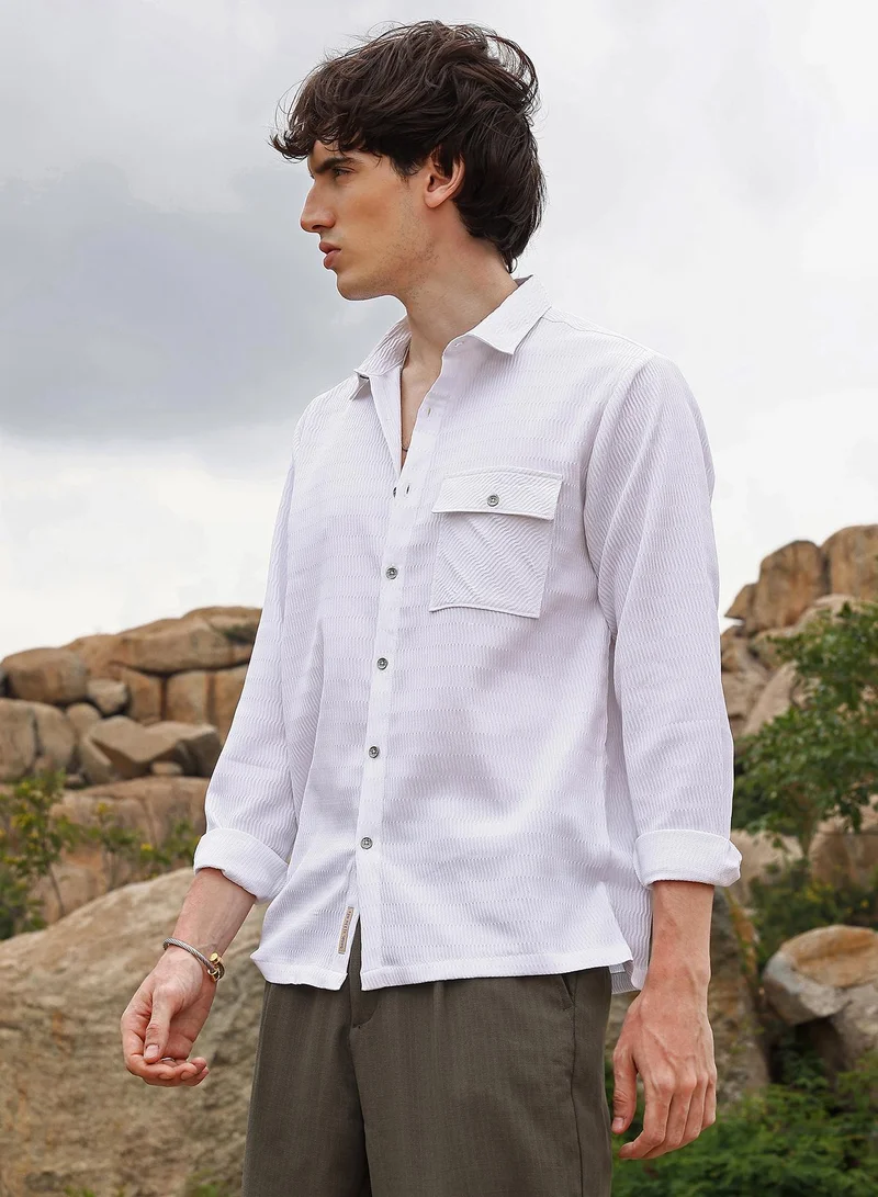 Campus Sutra Utility Textured Shirt
