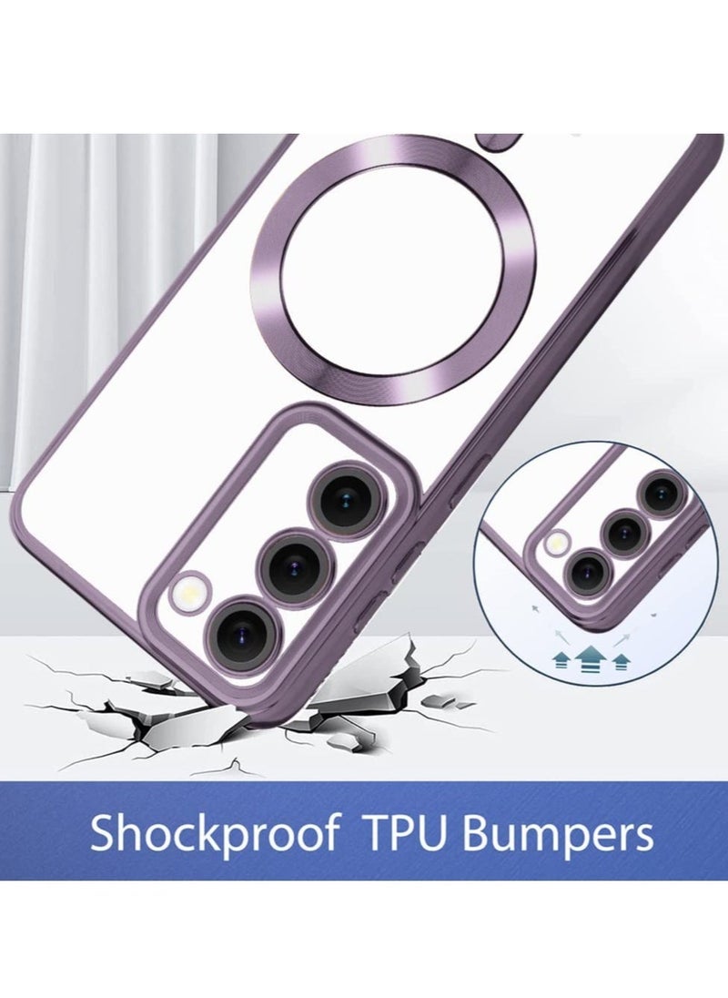 Raxoom Magnetic Clear Case for Galaxy S23 Plus Case,Compatible with MagSafe, Love Heart Design Electroplated Case Soft TPU Shockproof Full Camera Lens Protective Case for Samsung Galaxy S23 Plus - Image 2