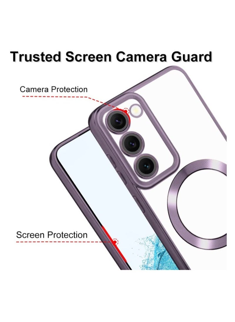 Raxoom Magnetic Clear Case for Galaxy S23 Plus Case,Compatible with MagSafe, Love Heart Design Electroplated Case Soft TPU Shockproof Full Camera Lens Protective Case for Samsung Galaxy S23 Plus - Image 4