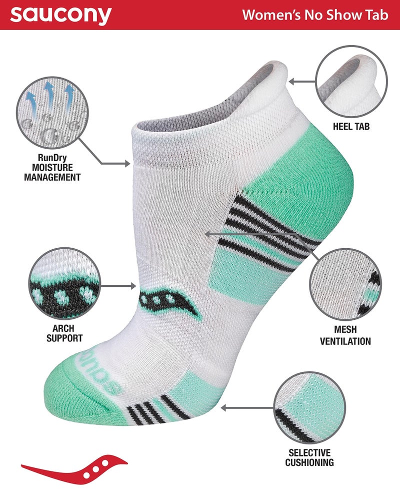 Saucony Women's RunDry Performance 8, 16 Pairs Heel Tab Athletic Socks, S-L, Assorted Light (16 Pairs), Medium - Image 2