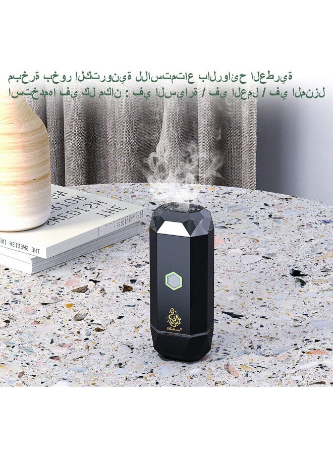 Bukhoor Car Electric Incense Portable USB Rechargeable Aroma Diffuser Bukhoor Burner Wood (black)  - Image 3
