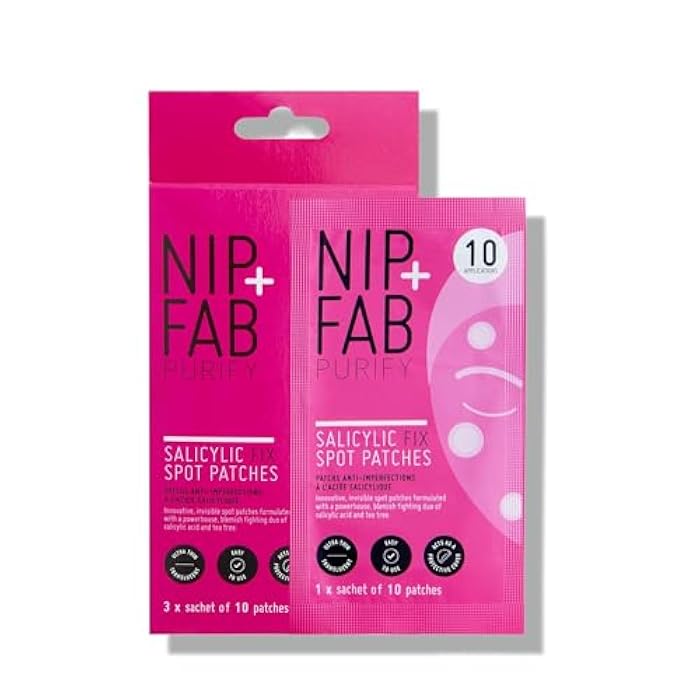 NIP+FAB Nip + Fab Salicylic Acid Fix Spot Patches for Face with Tea Tree Blemishes Dark Spots Patch, 30 Count, (SKSALSPBOX) - Image 2